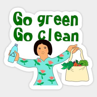 Eco friendly consumer. Go green go clean concept. Sticker